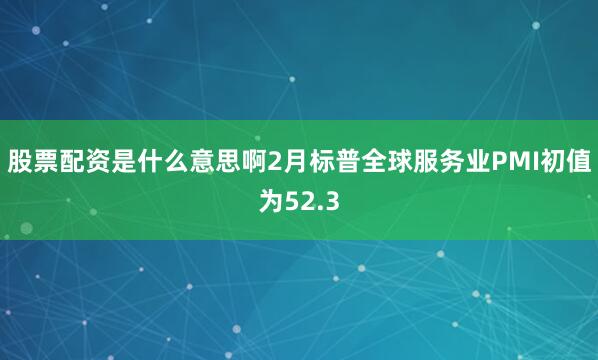 股票配资是什么意思啊2月标普全球服务业PMI初值为52.3