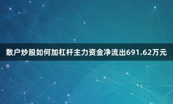 散户炒股如何加杠杆主力资金净流出691.62万元